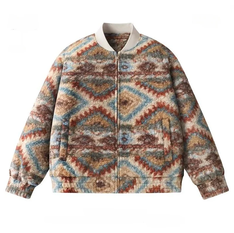 

Высококачественная этническая хлопковая куртка с принтом, свободного кроя, модная, городская, унисекс, теплая и удобная, для осени и зимы