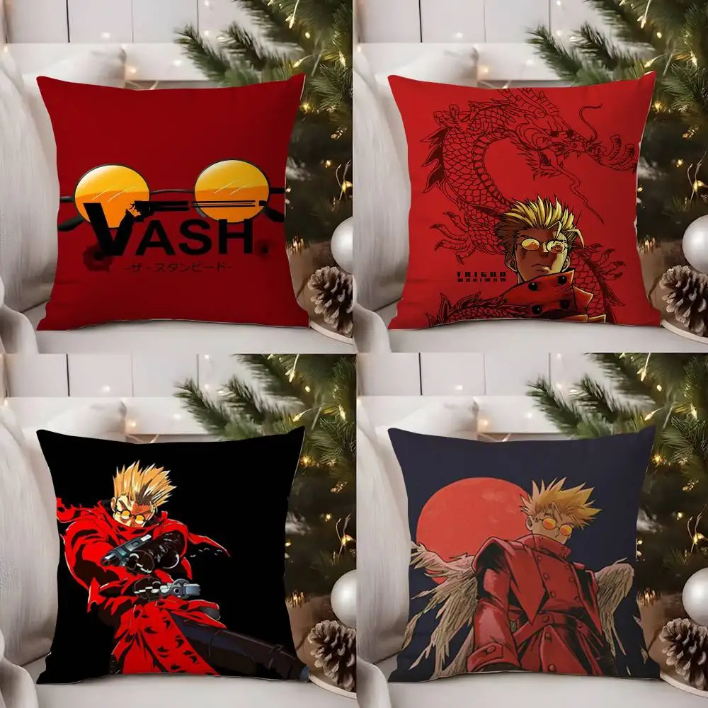 

Cool Anime T-Trigun Pillow Case Office Sofa Dorm Chair Back Short Plush Double-sided Printing Home Cushion Cover