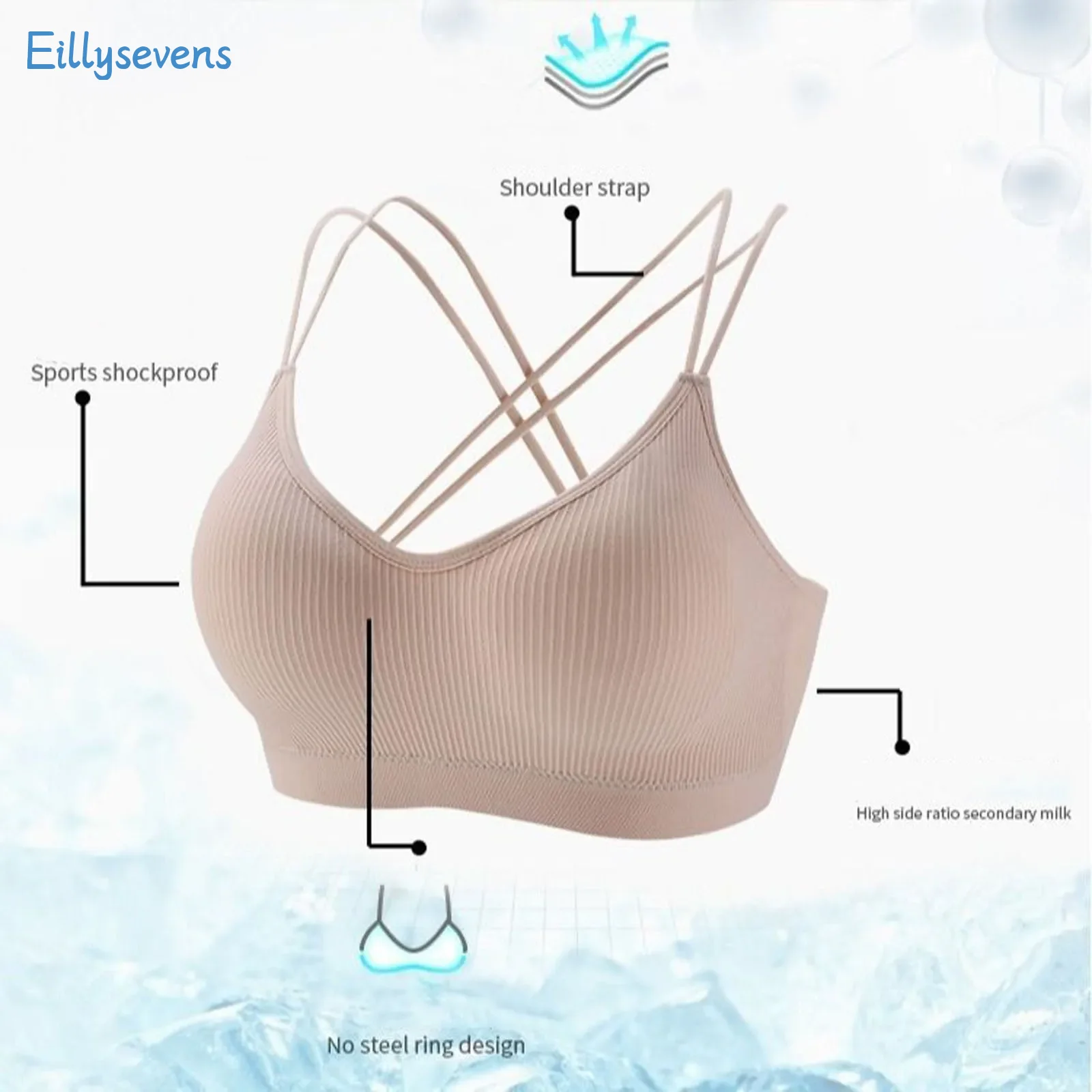 

4 Pieces V Neck Cami Bra Bralettes For Women Padded Seamless Bralette Straps Sleeping Bra With Elastic Straps Solid Sports Bra