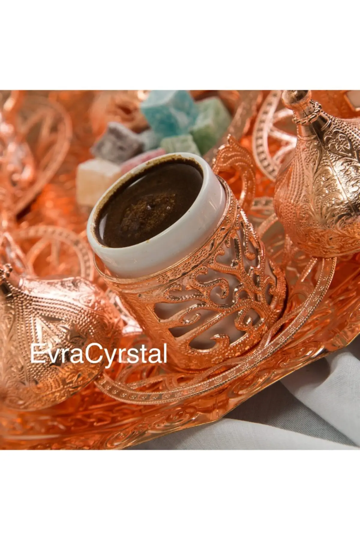 

DOLBOVI 4 prc. metal silver copper color filigree embroidered coffee cup .. handmade espresso cup