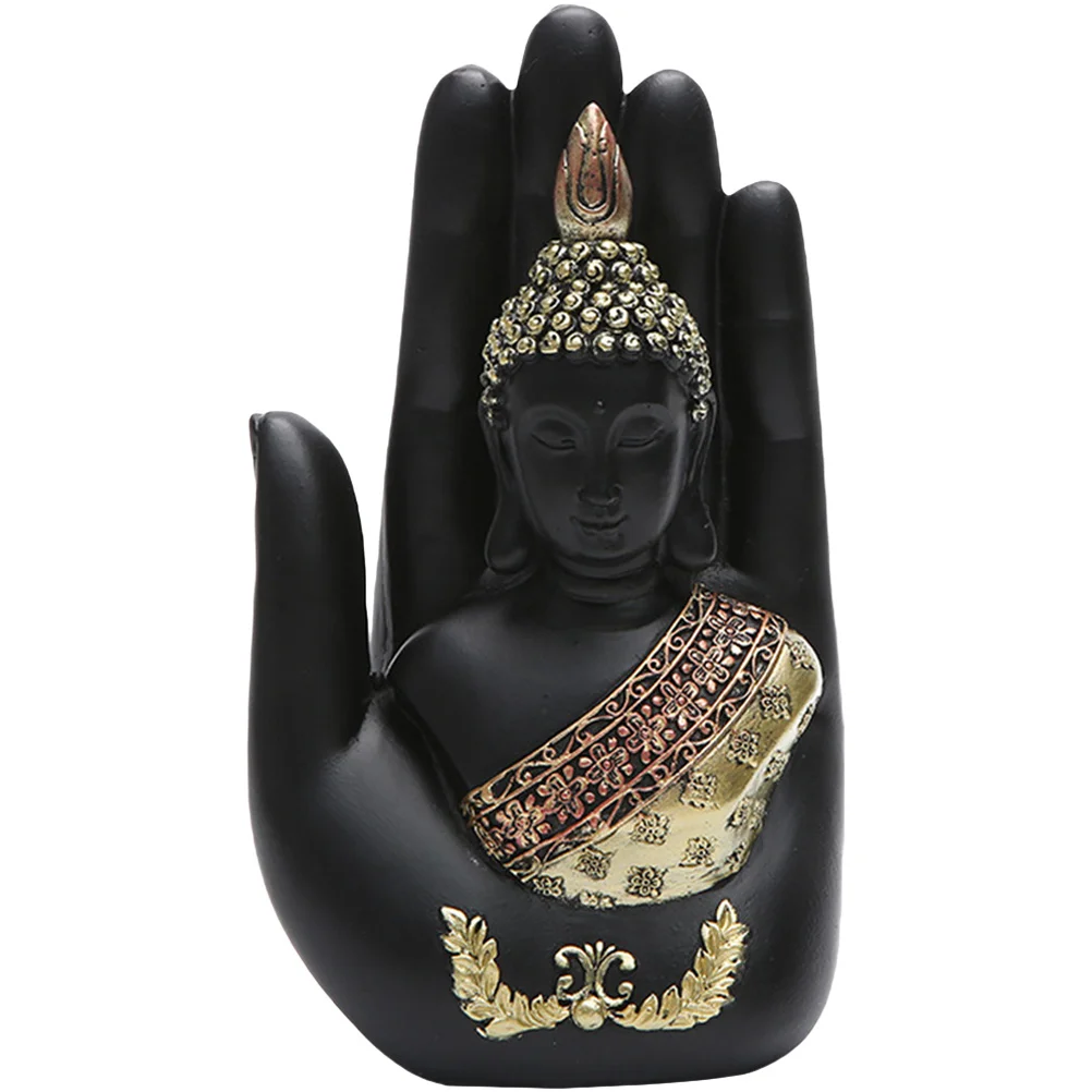 

Hand-Painted Resin Palm Buddha Sitting in Hand Meditating Buddha for Living Room Bedroom Garden Peaceful Home Decor Craft