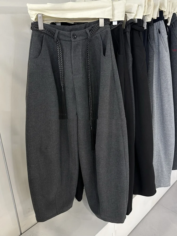 Ay laine Fce doublé pantalon à jambes larges femmes taille haute ample droit costume décontracté pantalon automne hiver nouveau Sle trajet