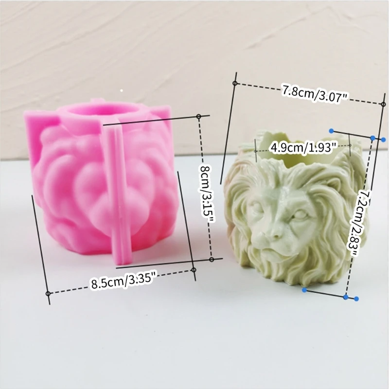 DIY Silicone Lion-Head Flower Pot Storage Box Mold for Succulent Plant Decor N58F