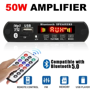 Car FM Radio Amplifier, MP3 Player, Decoding Plate, Module Support, TF, USB, Aux, 18V, Bluetooth 5.0, 50W, 2x25W 8 Main Sales Bluetooth Plate amplified - №4