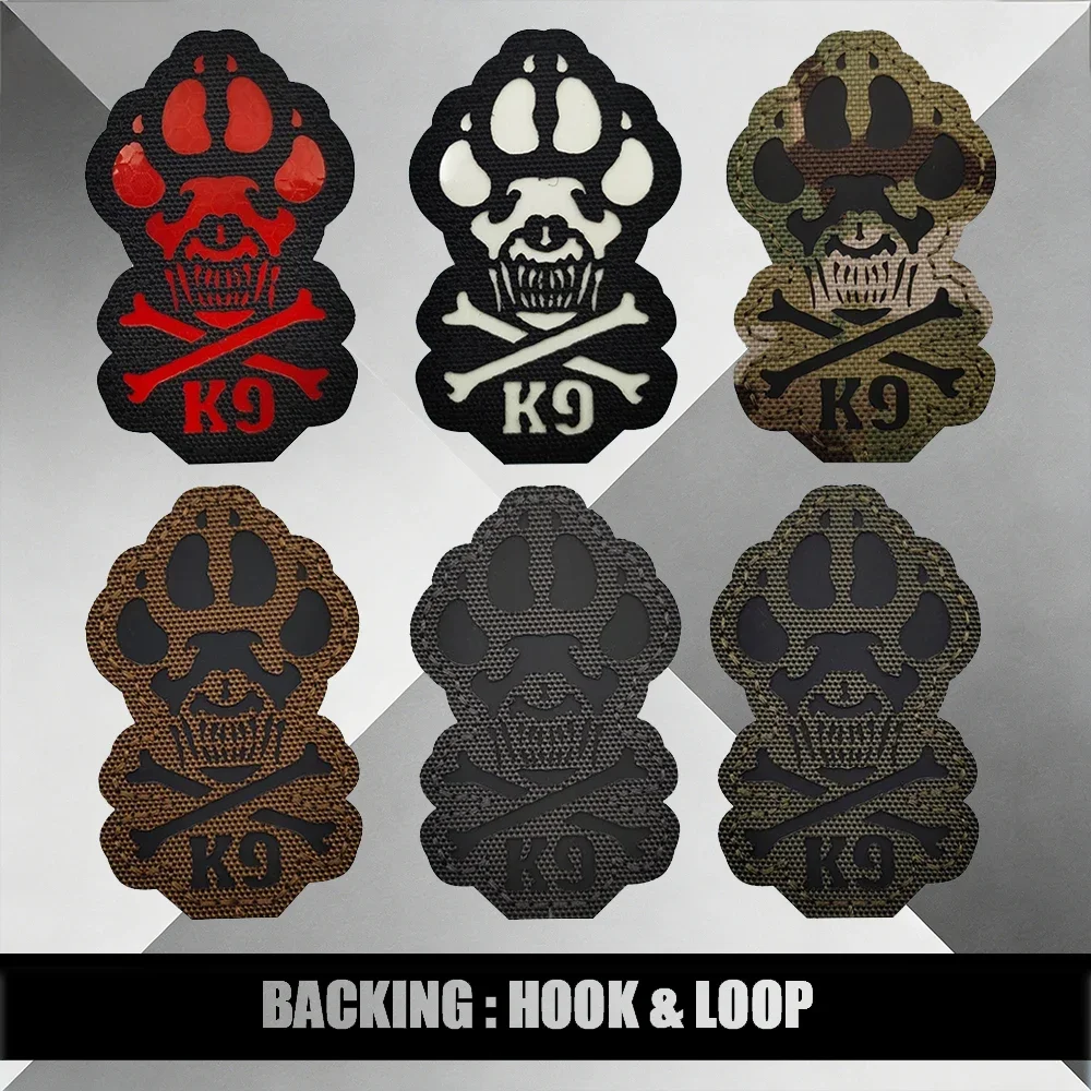 

Инфракрасные светоотражающие нашивки K9 Dog с изображением отпечатков лап, на липучке, для рюкзаков, кепок, одежды — Средство повышения видимости для собак