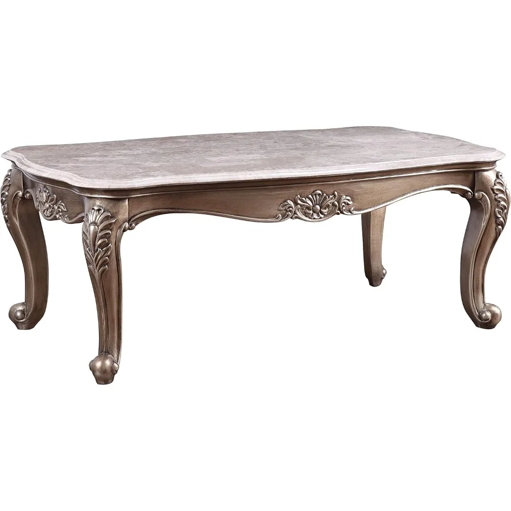 Acme Jayceon Coffee Table, Marble & Champagne 84865