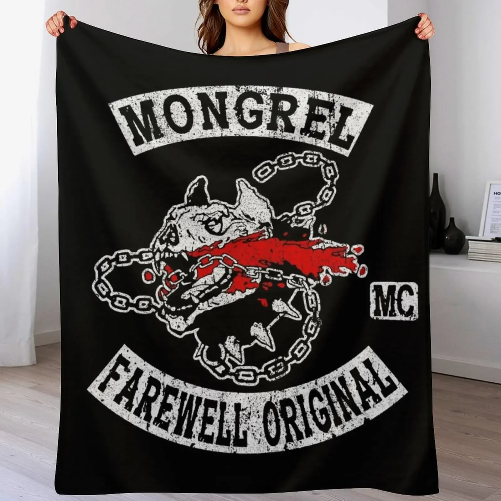 

Mongrel Motorcycle Club Throw Blanket Decoratives Thin Flannels Blankets