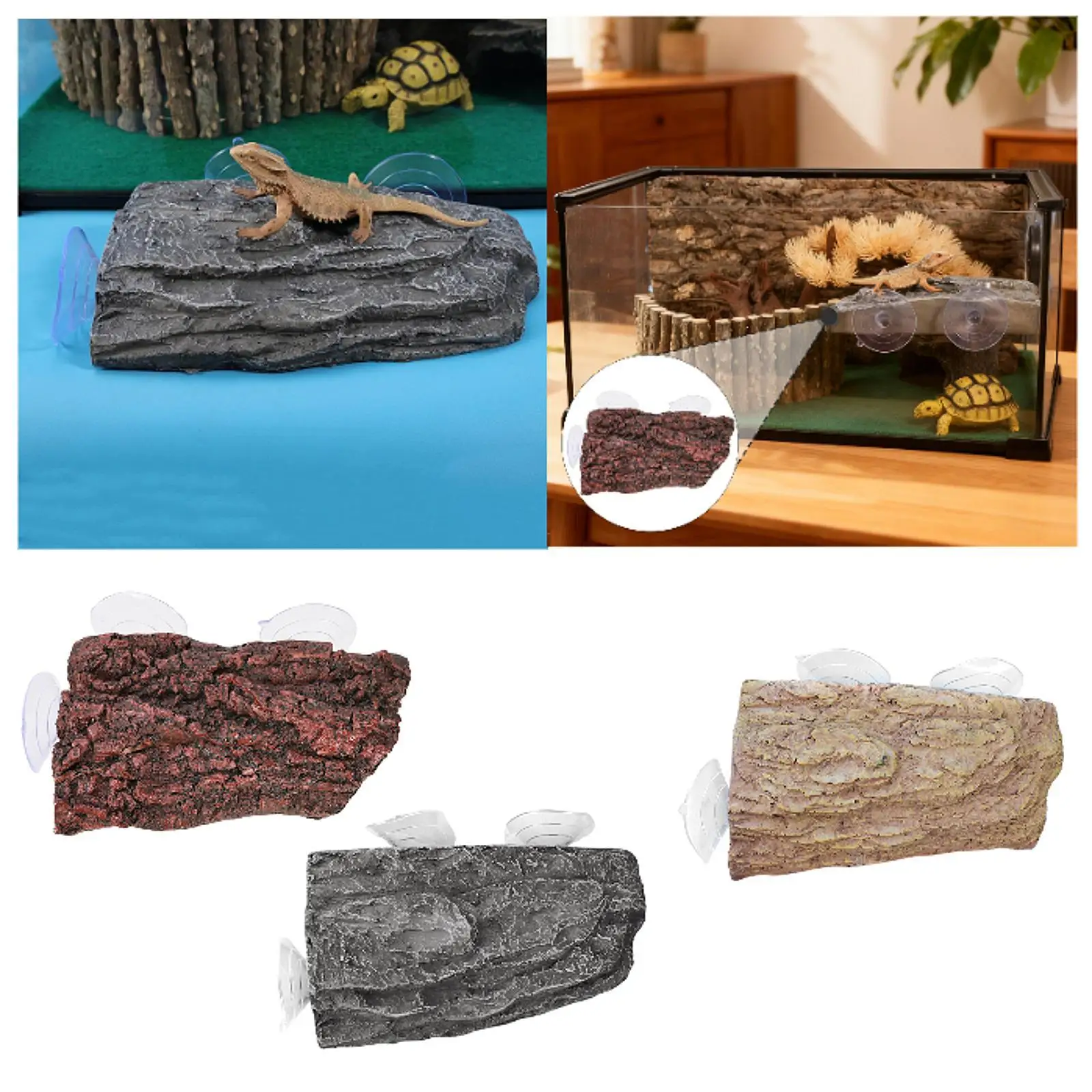 منصة تشمس السلحفاة، منحدر التسلق، حجر الصخر الزيتي، زخرفة حوض السمك، الزواحف #4