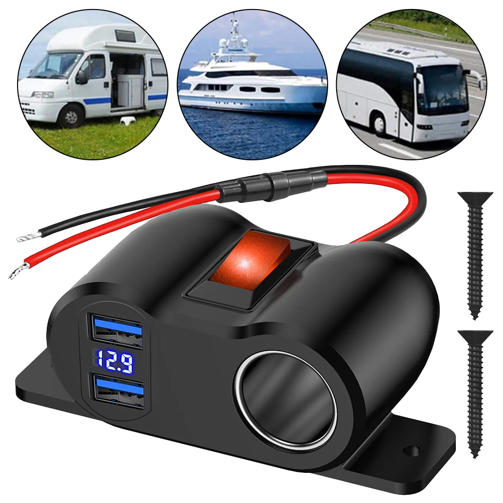 12V USB-Buchse 36W PD3.0 18W Multifunktions-Zigarettenanzünder-Anschlüsse Buchse für QC3.0 Dual USB Integrierter Auto-Camper-Adapter