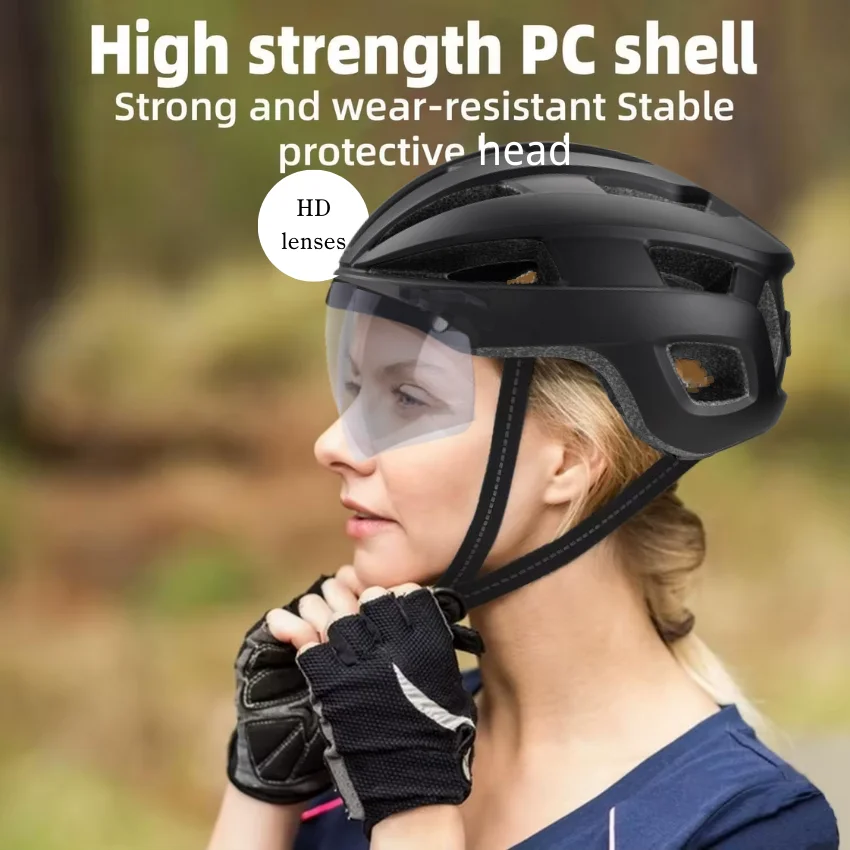 Magnetic Goggles Bike Helmet with Detachable Visor CPSC MTB Road Cycling Helmet Electric Scooter Bicycle Helmet Custom Logo