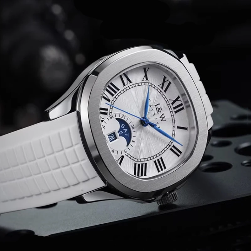 IW الأصلي ساعات آلية أوتوماتيكية للرجال الفاخرة الياقوت كريستال مرآة مقاوم للماء الرجال موضة ساعات المعصم Reloj Hombre