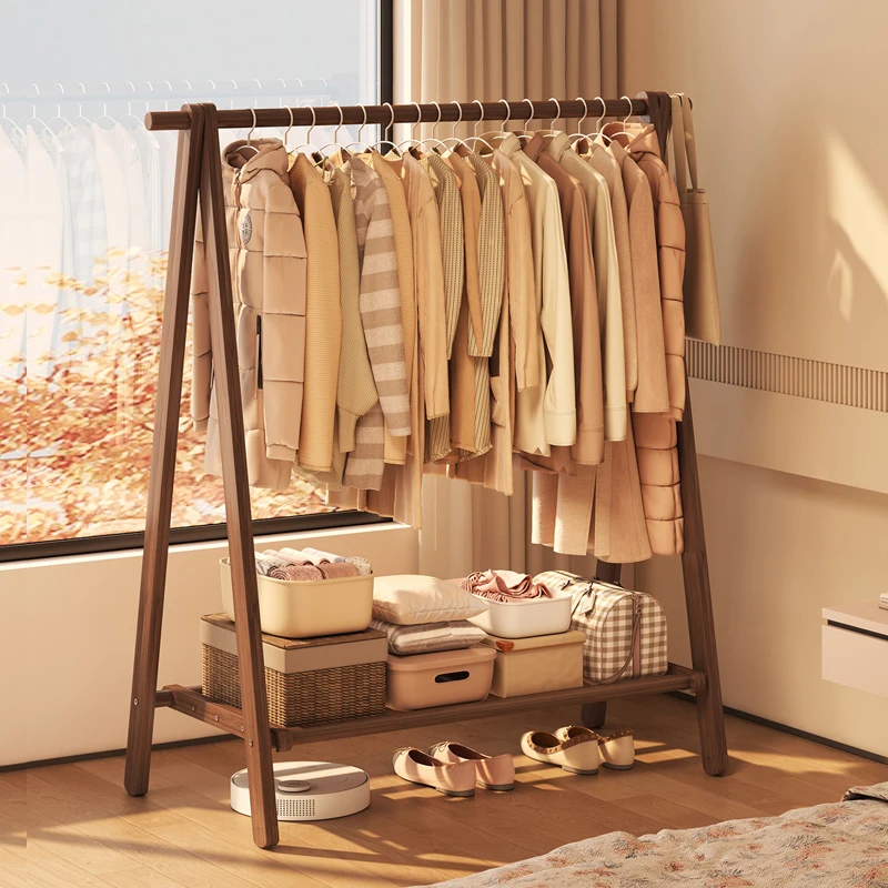 

Hanger Floor to ceiling Bedroom Hanging hanger Indoor simple hanging clothes rack Household drying rack Wooden coat rack