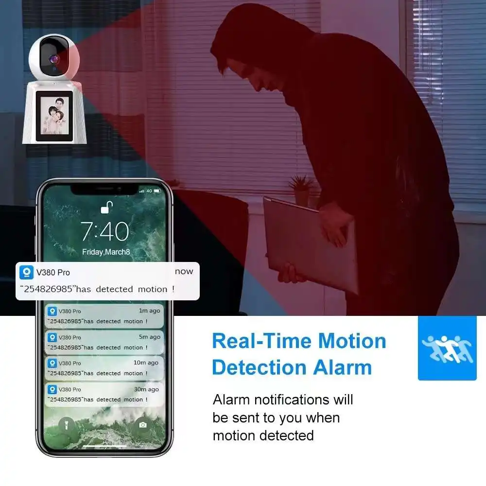 2MP 1080P V380pro APP 2,8 Zoll Bildschirm One Key Call Video Telefon Drahtlose PTZ IP Dome Kamera AI Humanoiden Ältere pflege Baby Monitor