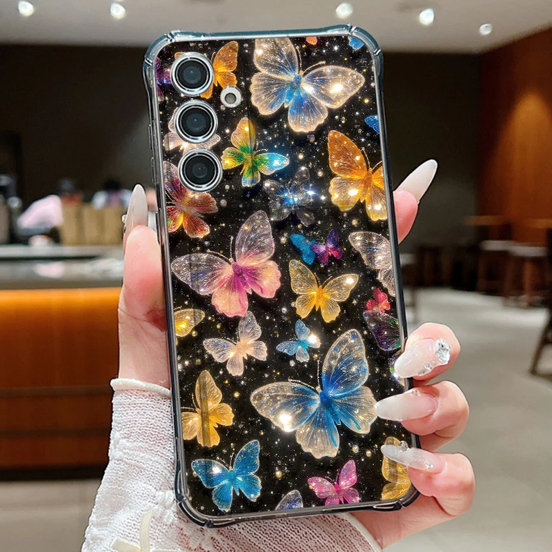 Dream Butterfly Pattern Clear Phone Case For Samsung Galaxy S26 S25 S24 S23 Ultra S22 Plus S25 Edge S24 FE Card Bag Wallet Cover view 2