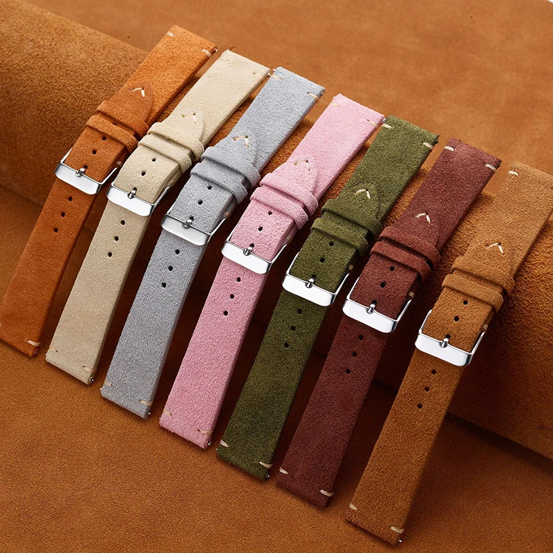 2024 New Retro Watch Strap Quick Release 14mm 16mm 18mm 20mm 22mm Suede Strap Smart Strap Accessories Bracelet UTHAI S122