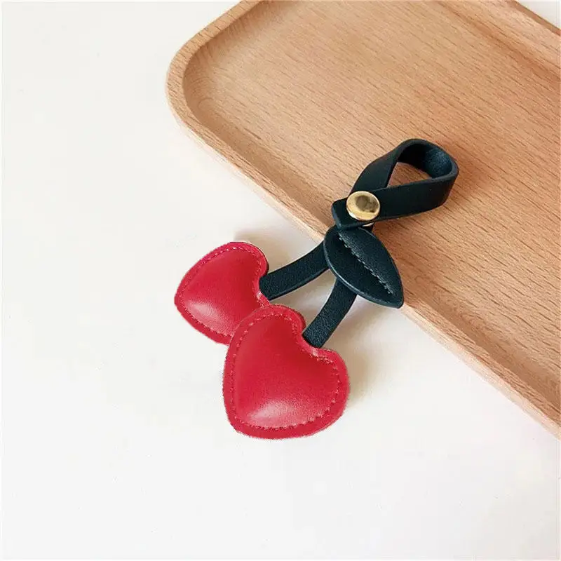 Women Keychain Cherry Pendant Chelsea Creative Bag Schoolbag Love Leather Bag Charm Accessories Vintage Versatile Bag Keychain