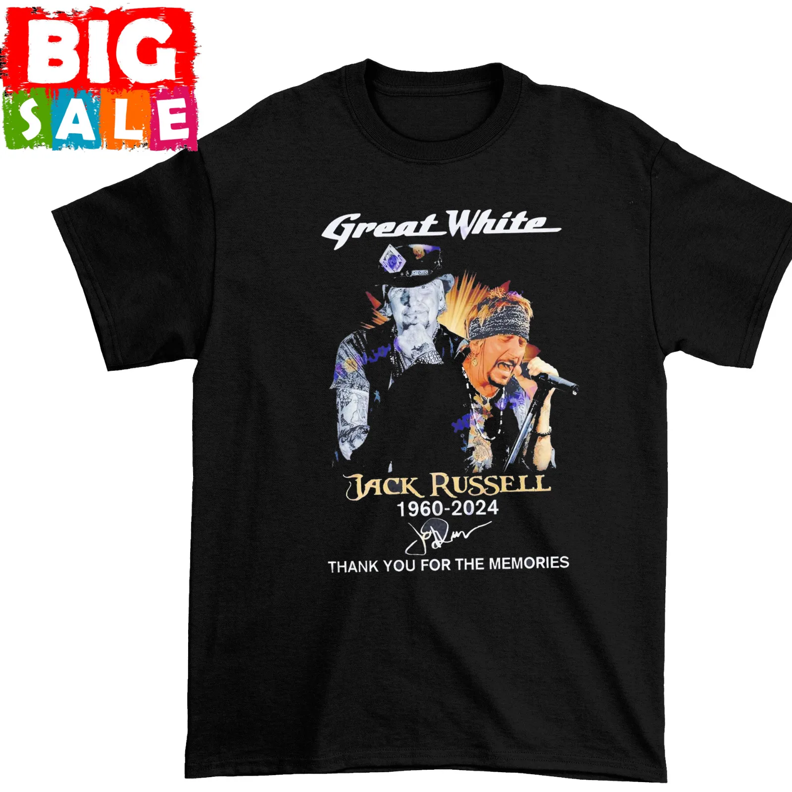 

New Great White Jack Russell 1960-2024 Signature Thank You S-234XL Shirt C449