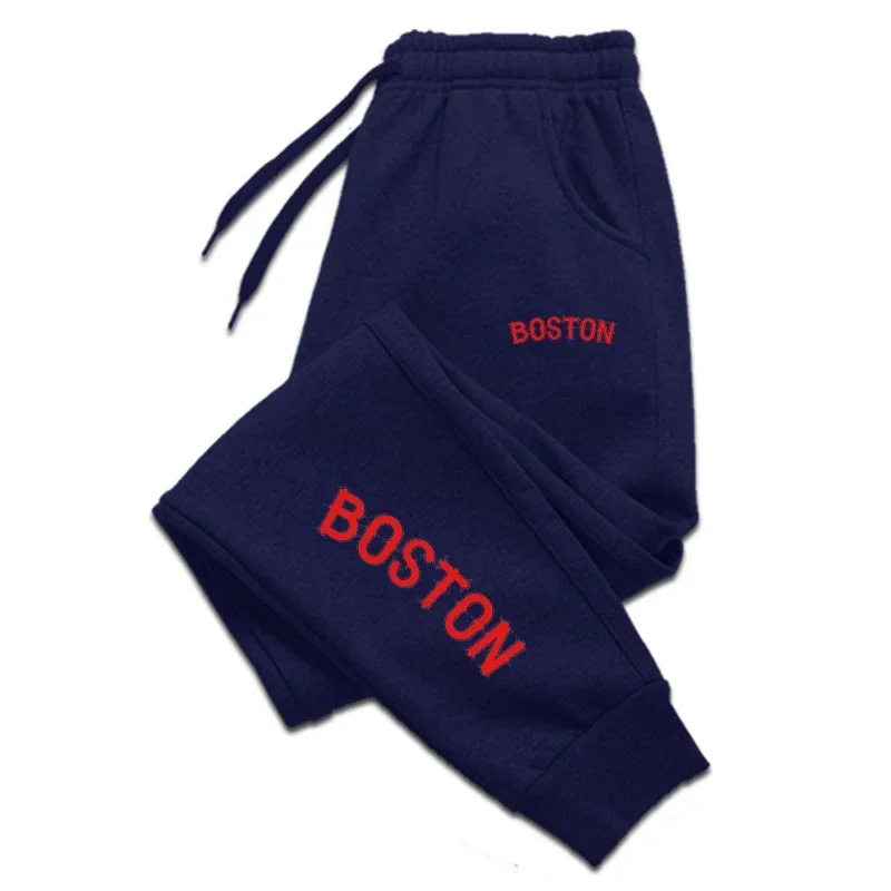 

Брюки на шнурке с принтом BOSTON для подростков, спортивные брюки для бега в тренажерном зале, повседневные спортивные штаны для фитнеса, мужская одежда для спортзала