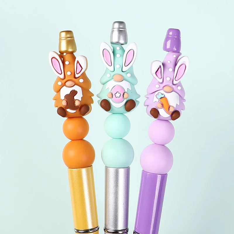 20Pcs 3D New Focal Silicone Beads Easter Bunny Rabbit BPA Free for Jewelry Making DIY Pen KeyChain Bracelet Necklace Accessories