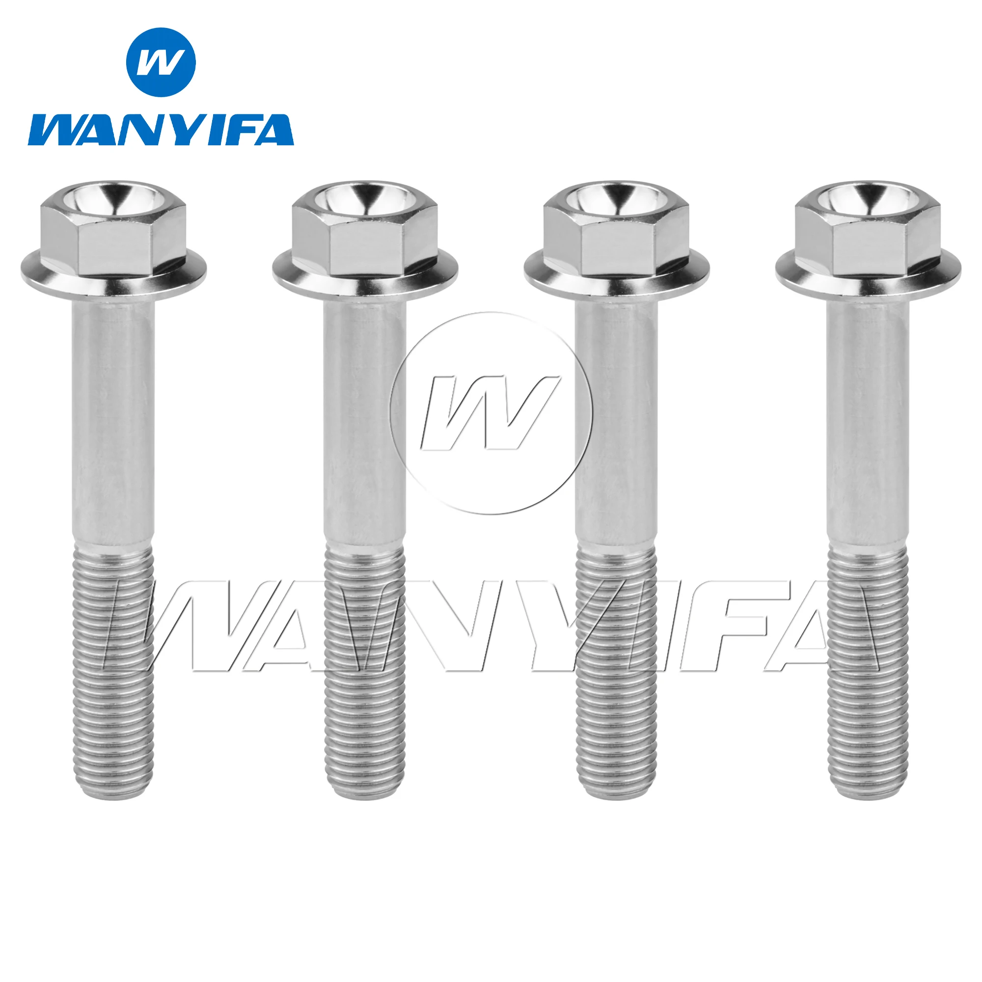 Wanyifa 4pcs Titanium Bolt M10x20 25 30 35 40 45 50 55 60 65 70 75 80 100mm Flange DIN6921 Hex Head Screws Pitch 1.25mm