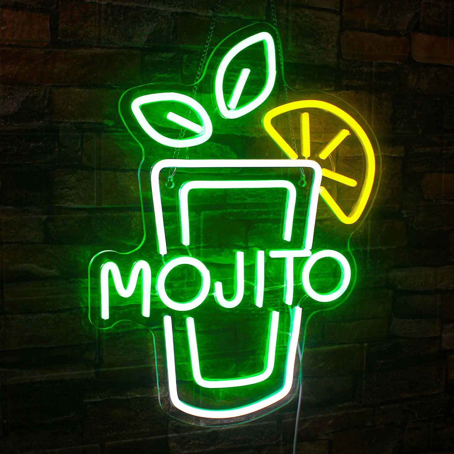 Cocktails Neon Sign, Green Mojito LED Sign Dimmable Drink Neon Lights for Beer Bar Cheer Club Shop Hotel Pub Party Wall Decor