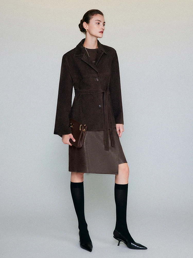 

Ningxia jian Lamb Skin Wax Feeling Proc Double Needle Covering Slim Fit f Skirt A-Line Casual Sle Ci Co...