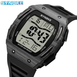 Men Digital Sports Watch SYNOKE Brand Waterproof Watch with Stopwatch Alarm Function Rubber Strap Wrist Watch for Men