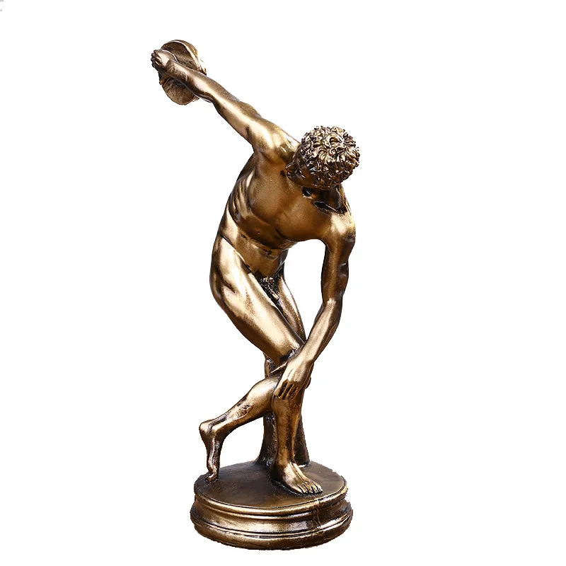 Nordic Figure Art Statue Discus Thrower Sculpture Sports Figure Figurines Home Office Bookshelf Desktop Decoration Accessories