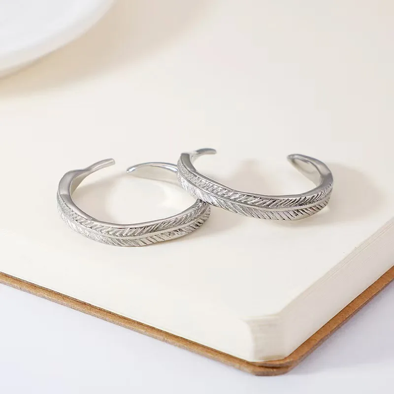 S925 Silver Vintage Leaf , Open-Ended Dongdaemun Ring