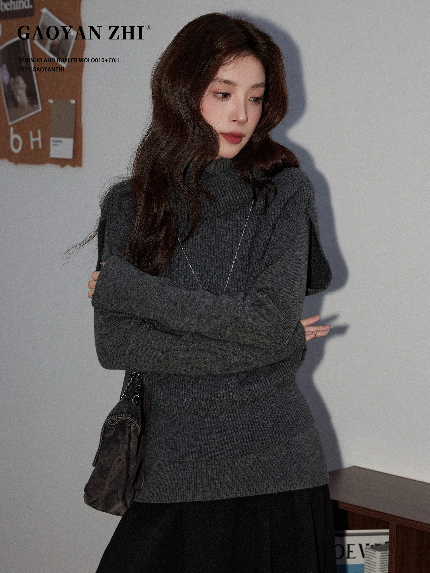 

Женский вязаный жилет на осень-зиму, теплый, облегающий, для многослойного образа, верхняя одежда, удлиненный, разноцветный, с высоким воротником