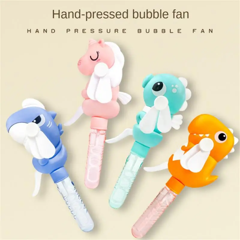 Bubble Water Toys Animal-shaped Cartoon Bubble Stick Hand Pressure Children Fan Cartoon Hand Pressure Bubble Stick Fan Fan