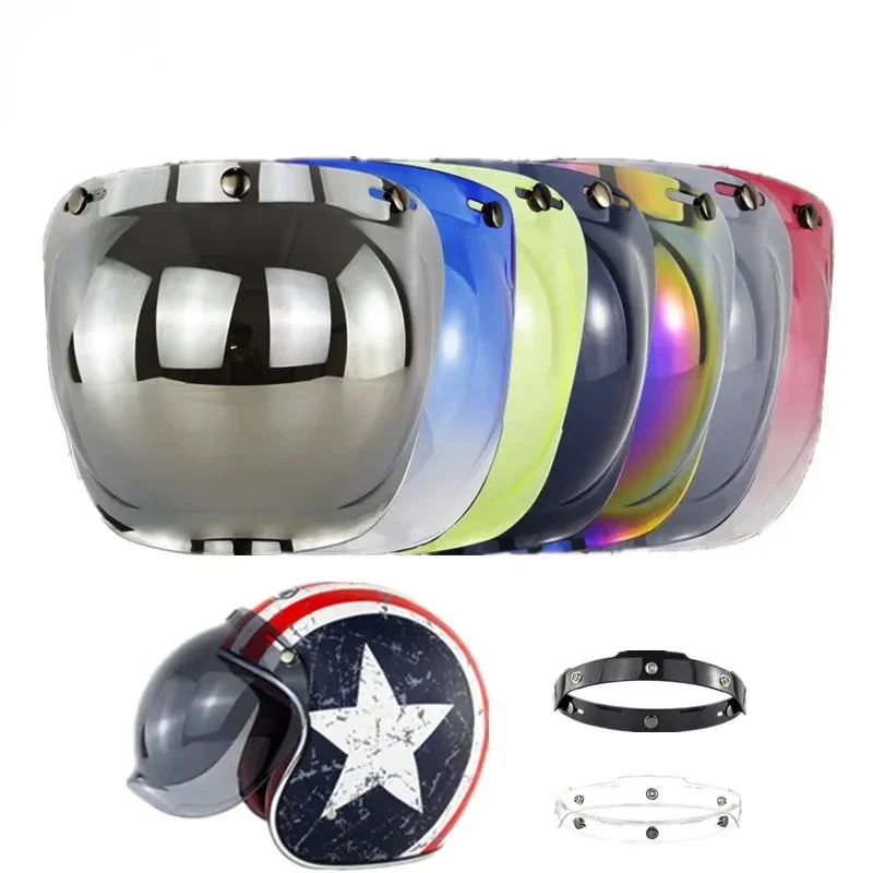 Universal Open Face 3/4 Helmet Visor Bubble Vinatge Flip Up Motorcycles Helmets Accessories Parts Windshield Capacete Lens