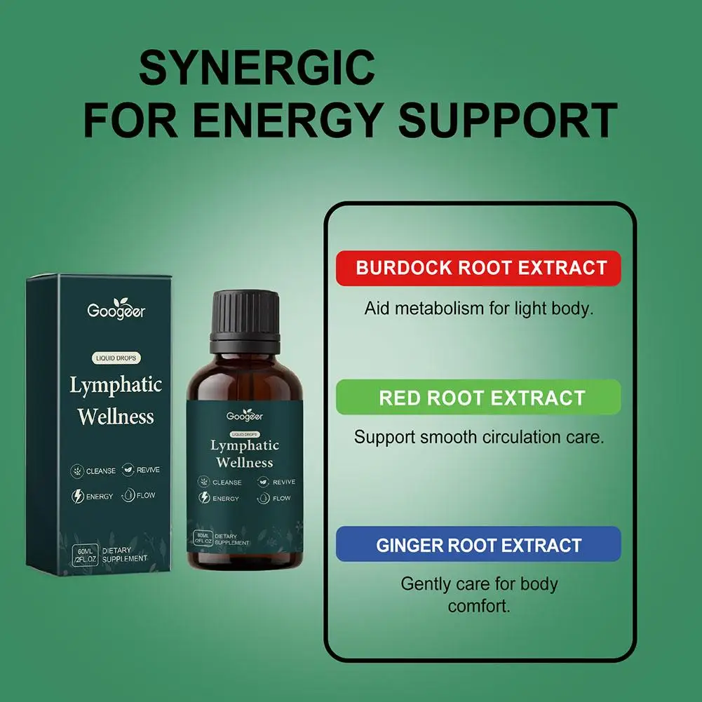 1-10X 60ml Googeer Liquid Drops Lymphatic Wellness - Natural Detoxification & Cleansing Fast-Absorbing Liquid Dietary Supplement