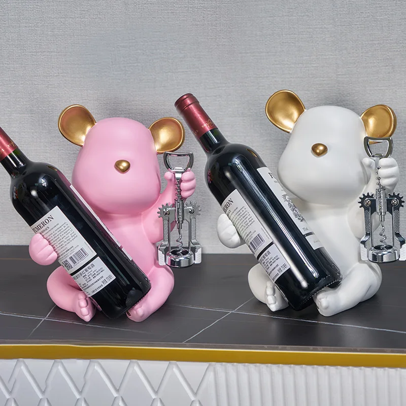 

Violent bear decorations wine cabinet wine bottle rack home living room bar red wine rack slanted creative resin crafts gifts