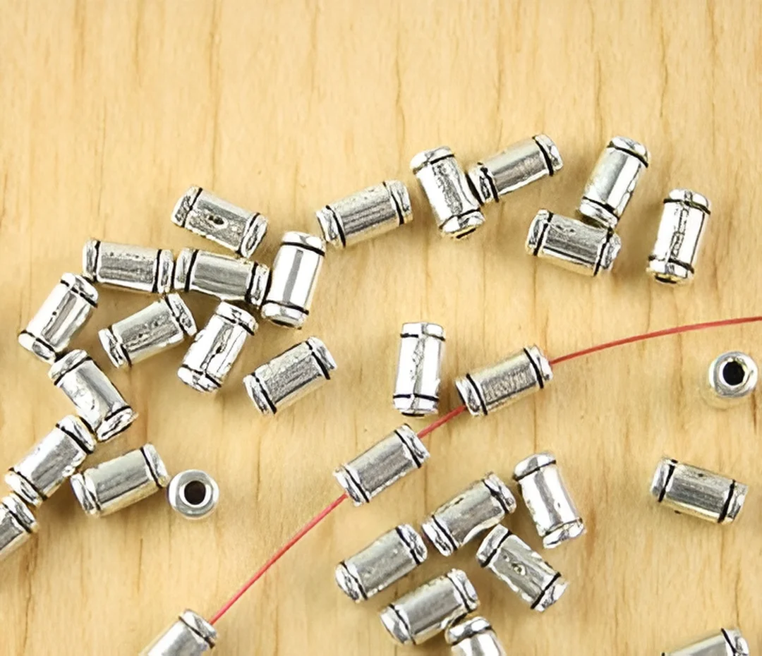 

80pcs 6*3mm Alloy matel tibetan silver tube spacer beads HWH2662