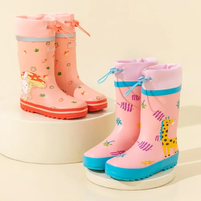 Anti-Slippery Rain Boots Kids Fashion Casual Waterproof  Boys Girls Print Cartoon Children EVA Soft Soles Shoes 2023 Summer