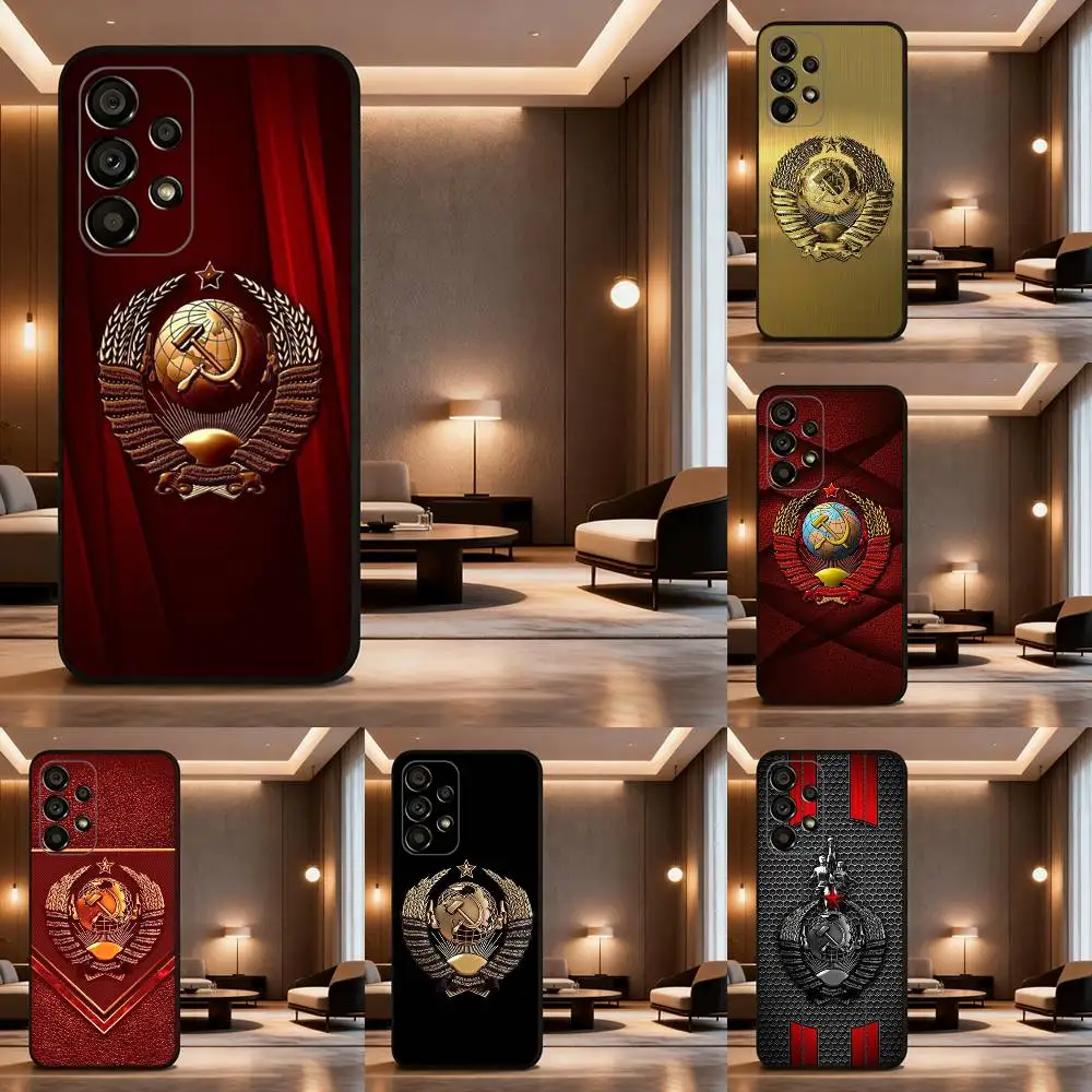 

Soviet Art Medal Case For Samsung Galaxy A73,52,71,22,Note,31,8,9,53,32,72,41,J7,Soft Black Silicone Cover