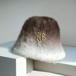 New Fisherman's Hat Autumn and Winter Rabbit Hair Women's Pot Hat Japanese Fisherman's Hat Outdoor Travel Warm Hat 모자 겨울모자