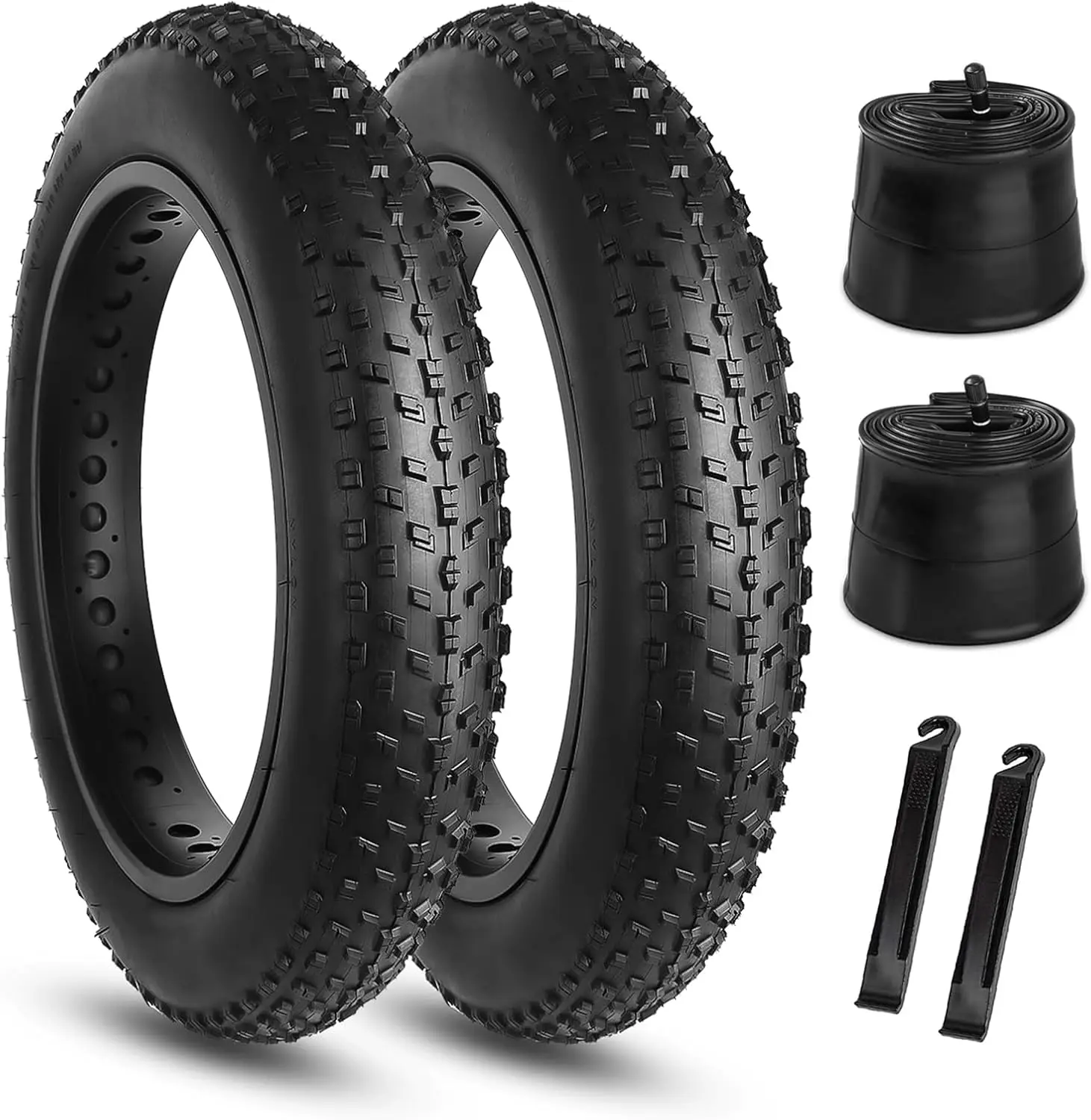 

20x4.0/26x4.0 Fat Bike Tires Set with Inner Tubes & Tire Levers for All-Terrain Riding
