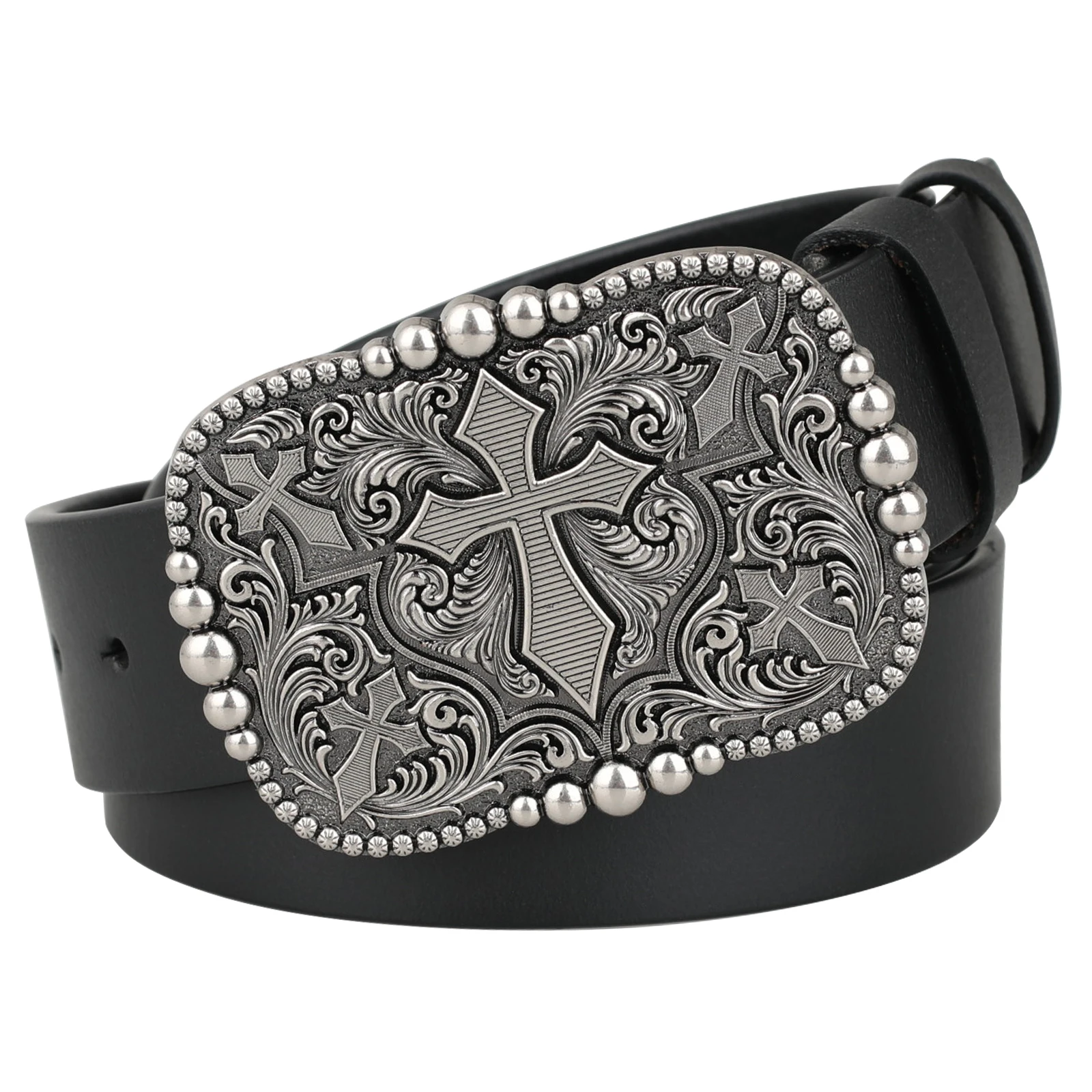 

Cross Belt Buckle Genuine Leather Sturdy Cowhide Belt