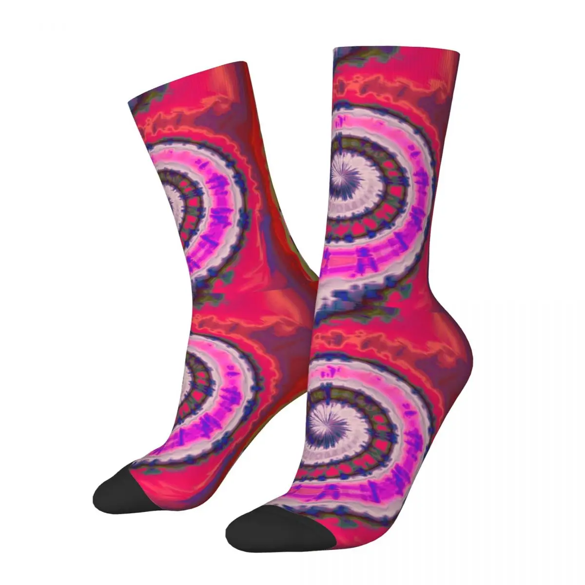 Red Tie Dye Creative Art Socks Harajuku High Quality Stockings All Season Long Socks Accessories for Unisex Birthday Present