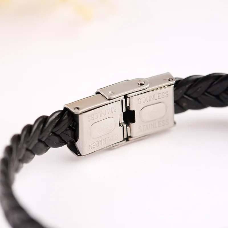 10 Pieces 21cm Stainless Steel Retro Braided Rope Leather Engravable Valentine's Day Gift Bracelet Fashion Jewelry for Partners