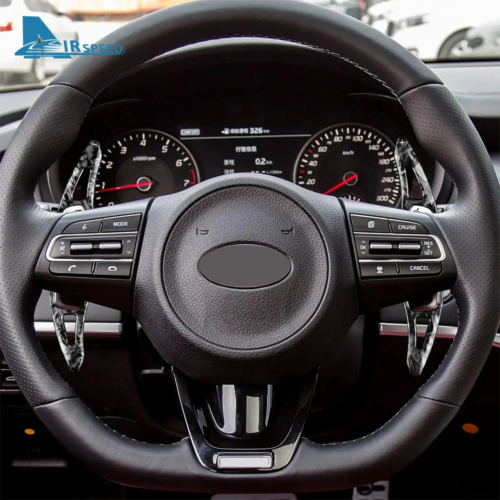 For Kia Stinger 2018 2019 2020 2021 2022 2023 Carbon Fiber Style TOP ABS Car Steering Wheel Paddle Shifter Cover Sticker