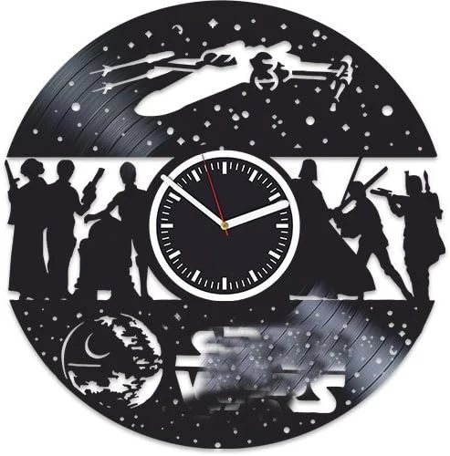 ZK30 SW The Force Awakens Vintage Vinyl Wall Clock, 12 inch, Battery operated, Quartz movement, Black