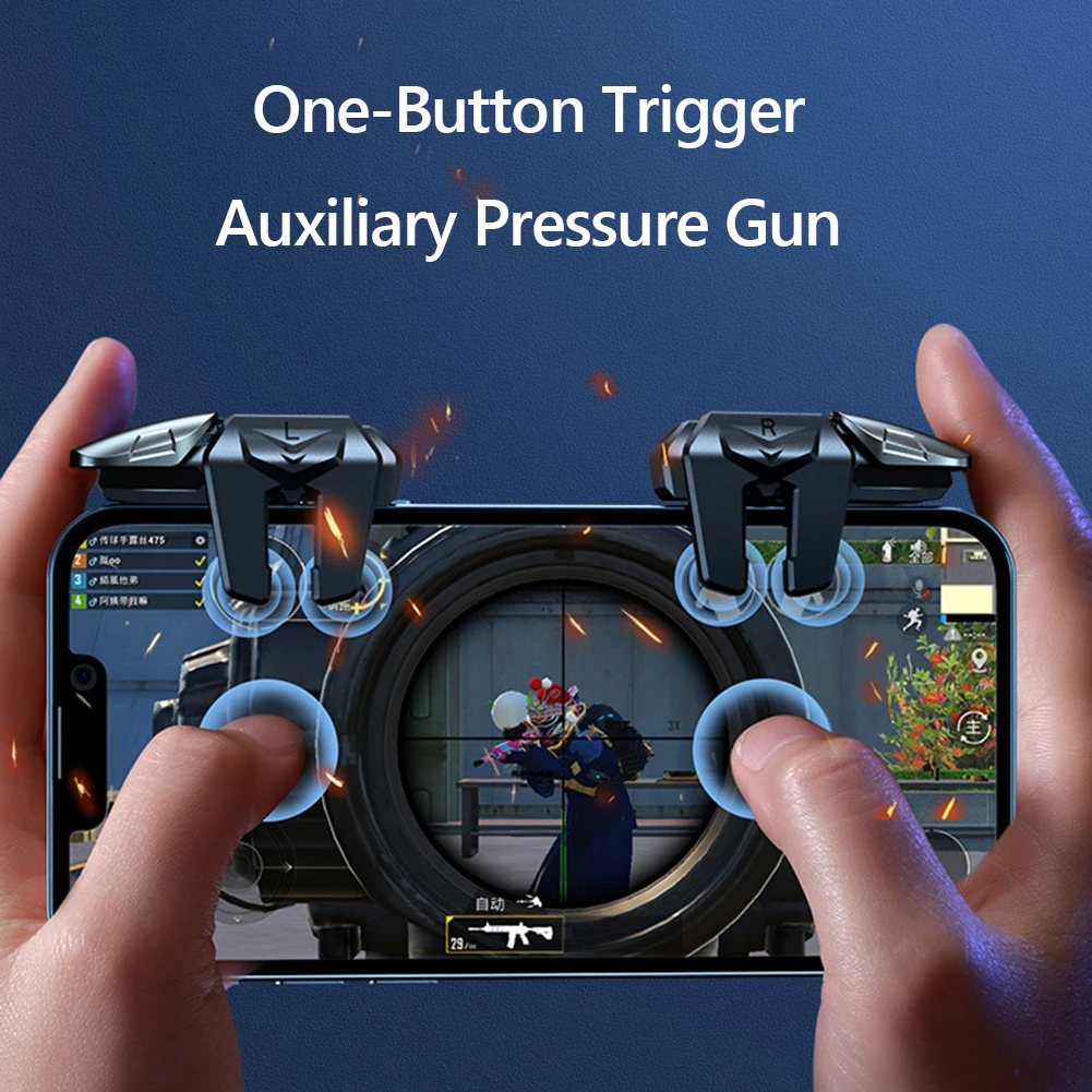 2pcs 6 Finger Gaming Trigger for PUBG Game Aim Shooting Gaming Trigger Shooter Fire Button Controller for Iphone Android Phone