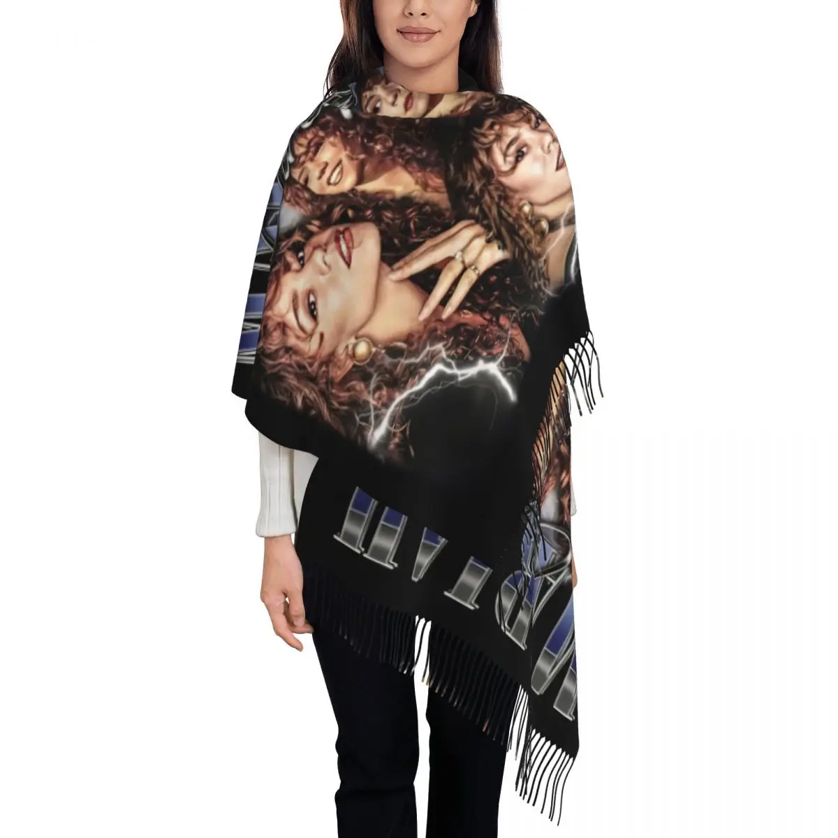 

Женский шарф с кисточками Mariahs Careys, американская певица, мягкая шаль, женские зимне-осенние шарфы