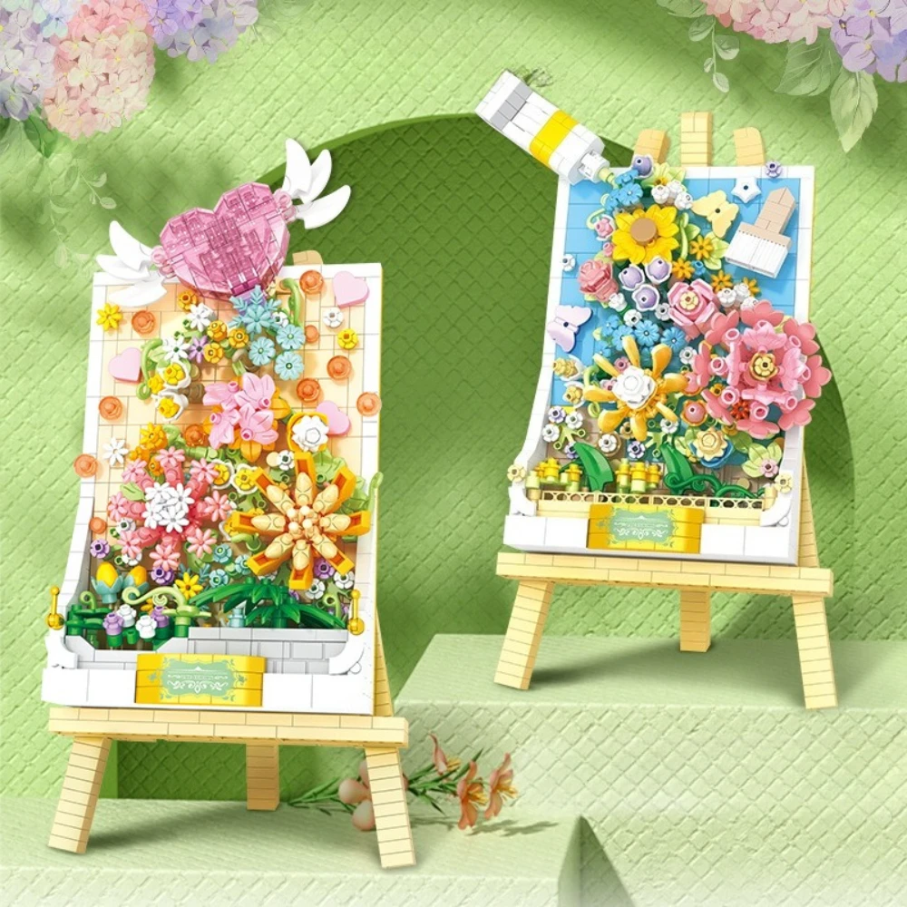 

MOC Eternal Art Flower 3D Стенд для рисования Строительный блок Набор Любовное растение со светом Настольный декор Игрушки для детей Подарки на день рождения