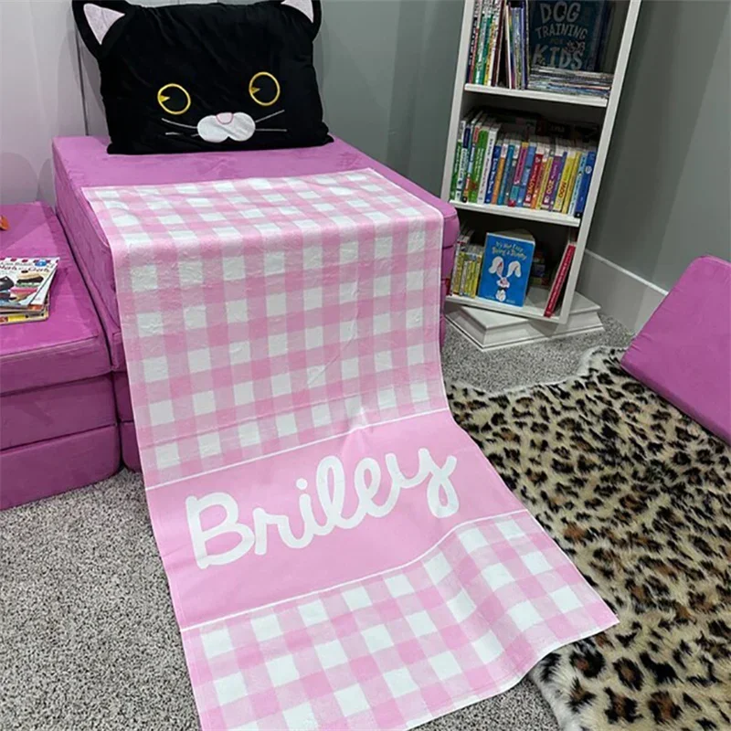 다채로운 그리드 이름 타월 글꼴 개인화된 비치 타월 목욕 타월 멀티 컬러 풀 이름 타월 목욕 타월