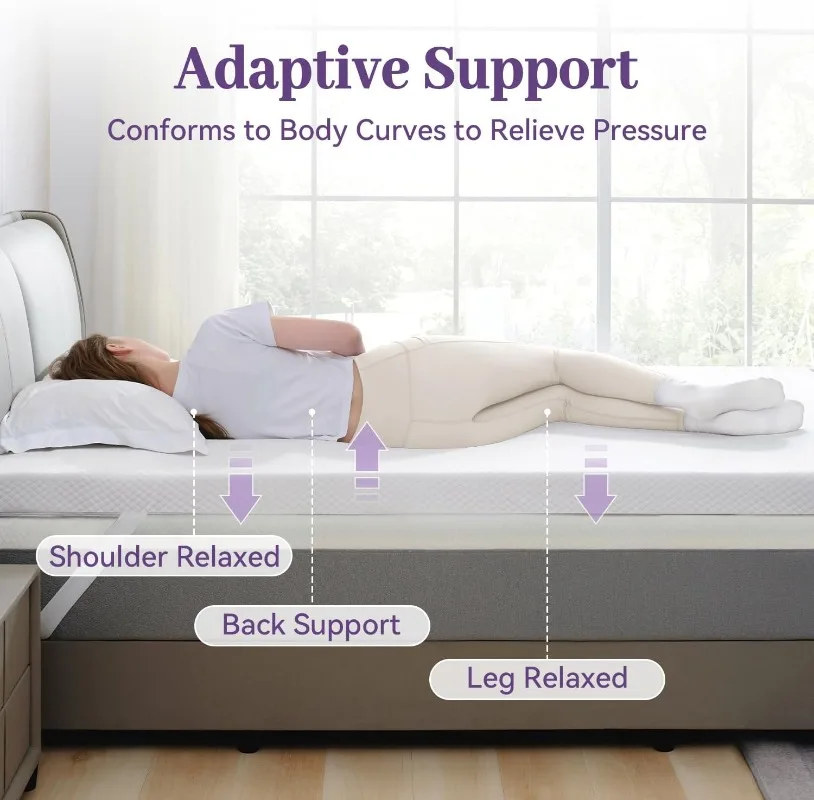 3 Inch Gel Memory Foam Mattress Topper King Size, Ventilated High Density Pad for Back Pain, Bed Topper with Removable