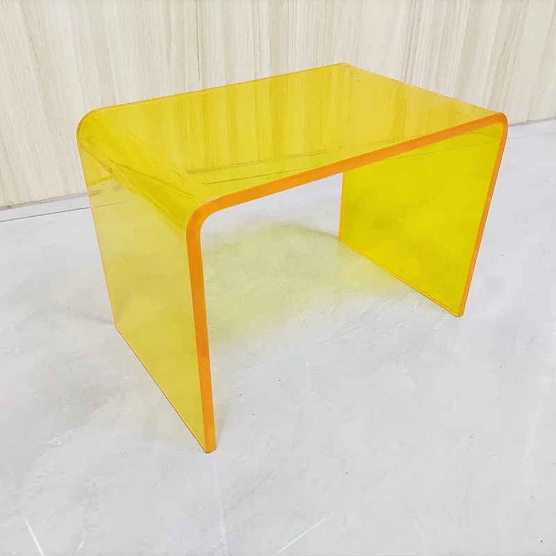 أثاث منزلي حديث وبسيط على شكل حرف U من الأكريليك الشفاف ومسند للقدمين مقعد أحذية منخفض #3